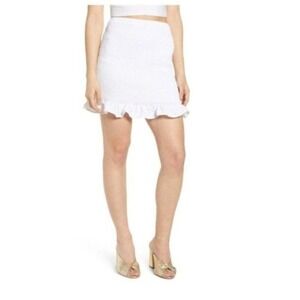 Leith White Smocked Ruffle Tiered Mini Skirt Women's Size S Beach‎ Boho